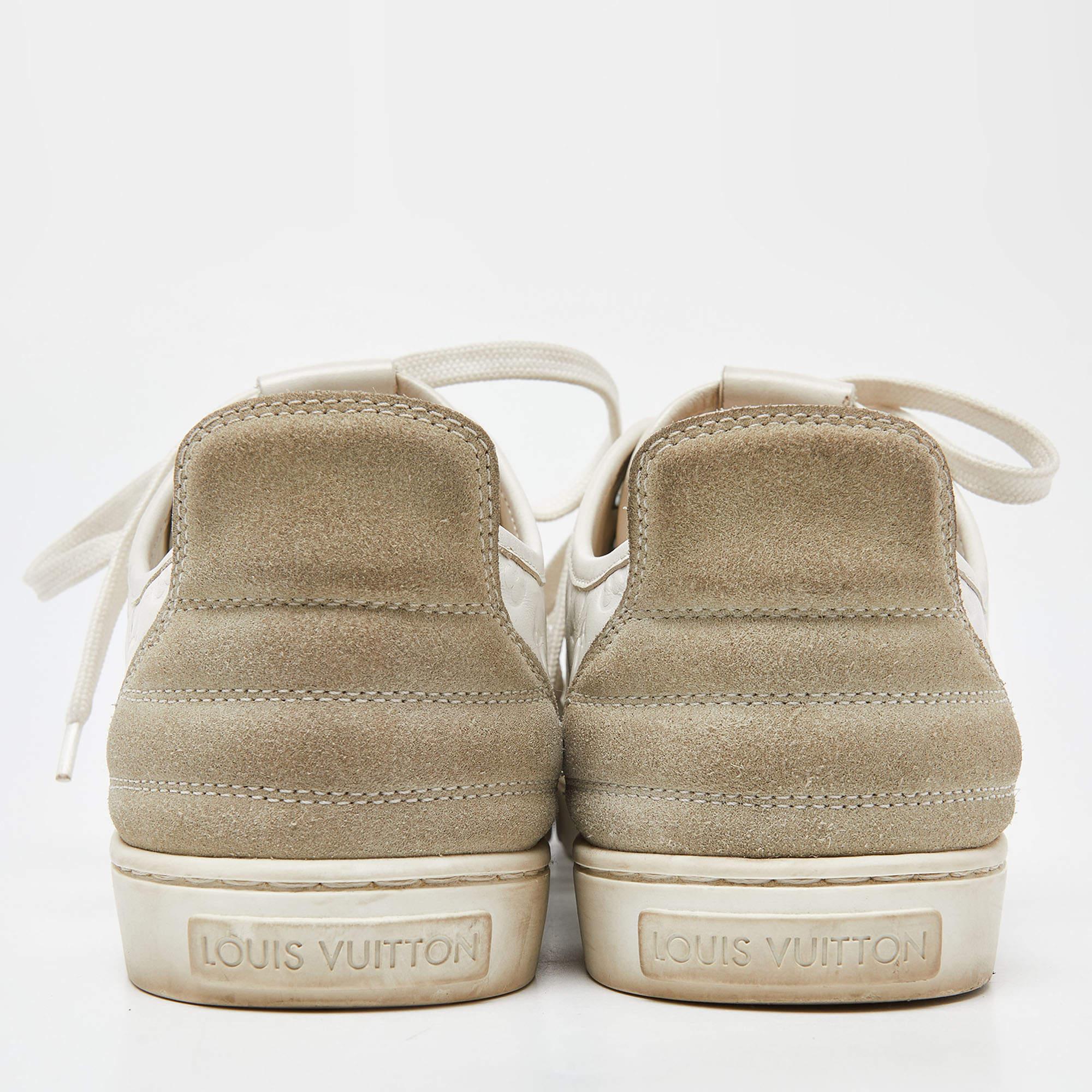 Louis Vuitton White Monogram Leather and Suede Low Top Sneakers Size 35 1