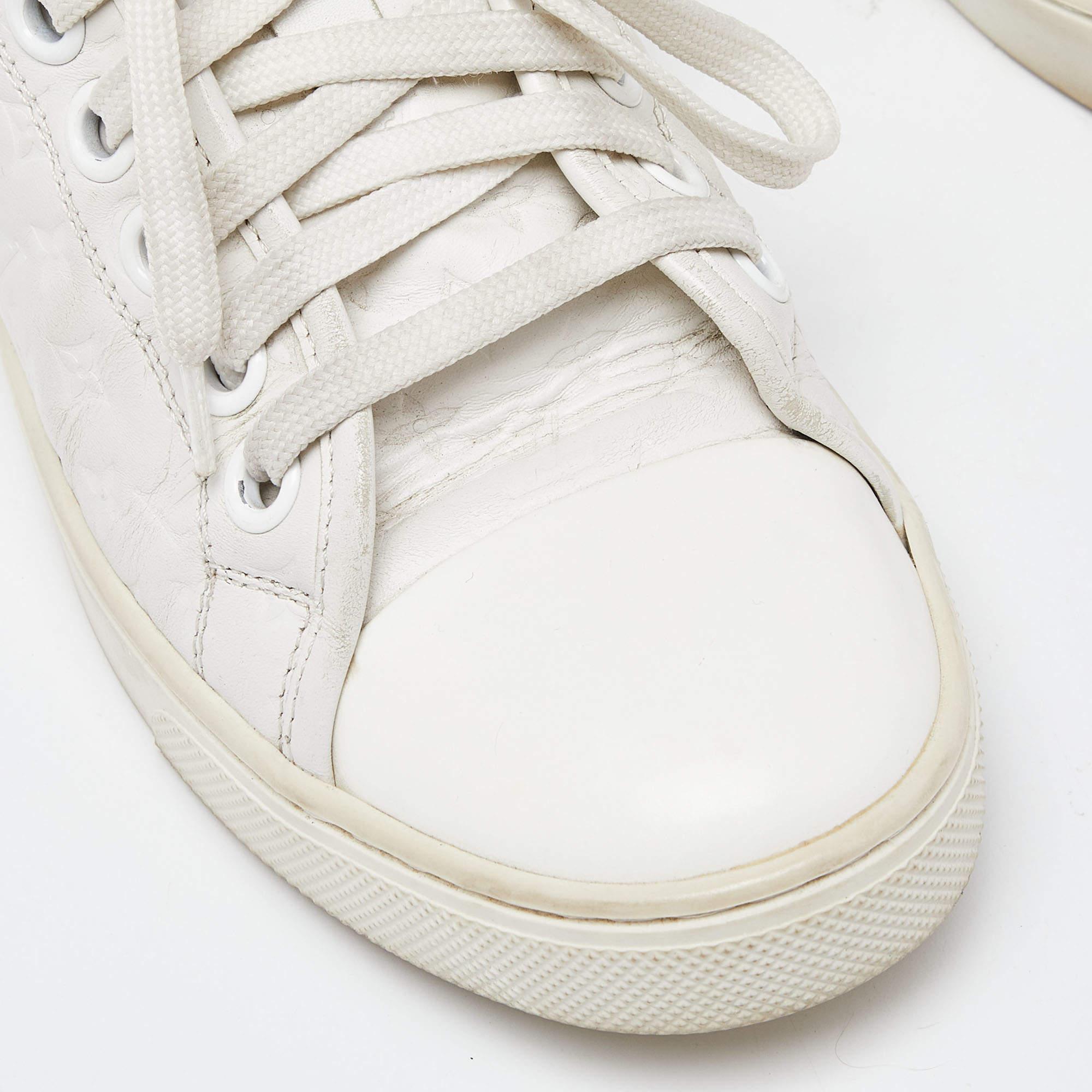 Louis Vuitton White Monogram Leather and Suede Low Top Sneakers Size 35 3