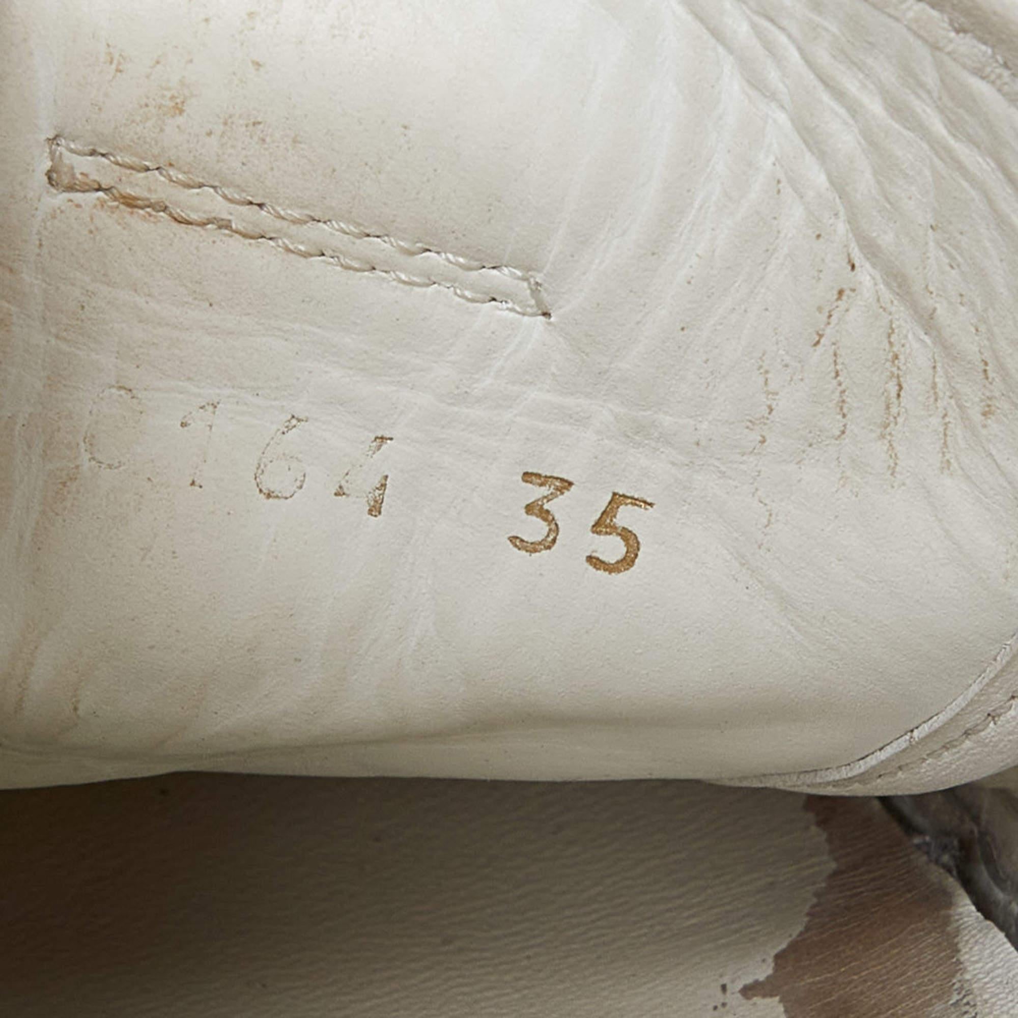 Louis Vuitton White Monogram Leather and Suede Low Top Sneakers Size 35 4