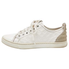 Louis Vuitton White Monogram Leather and Suede Low Top Sneakers Size 35