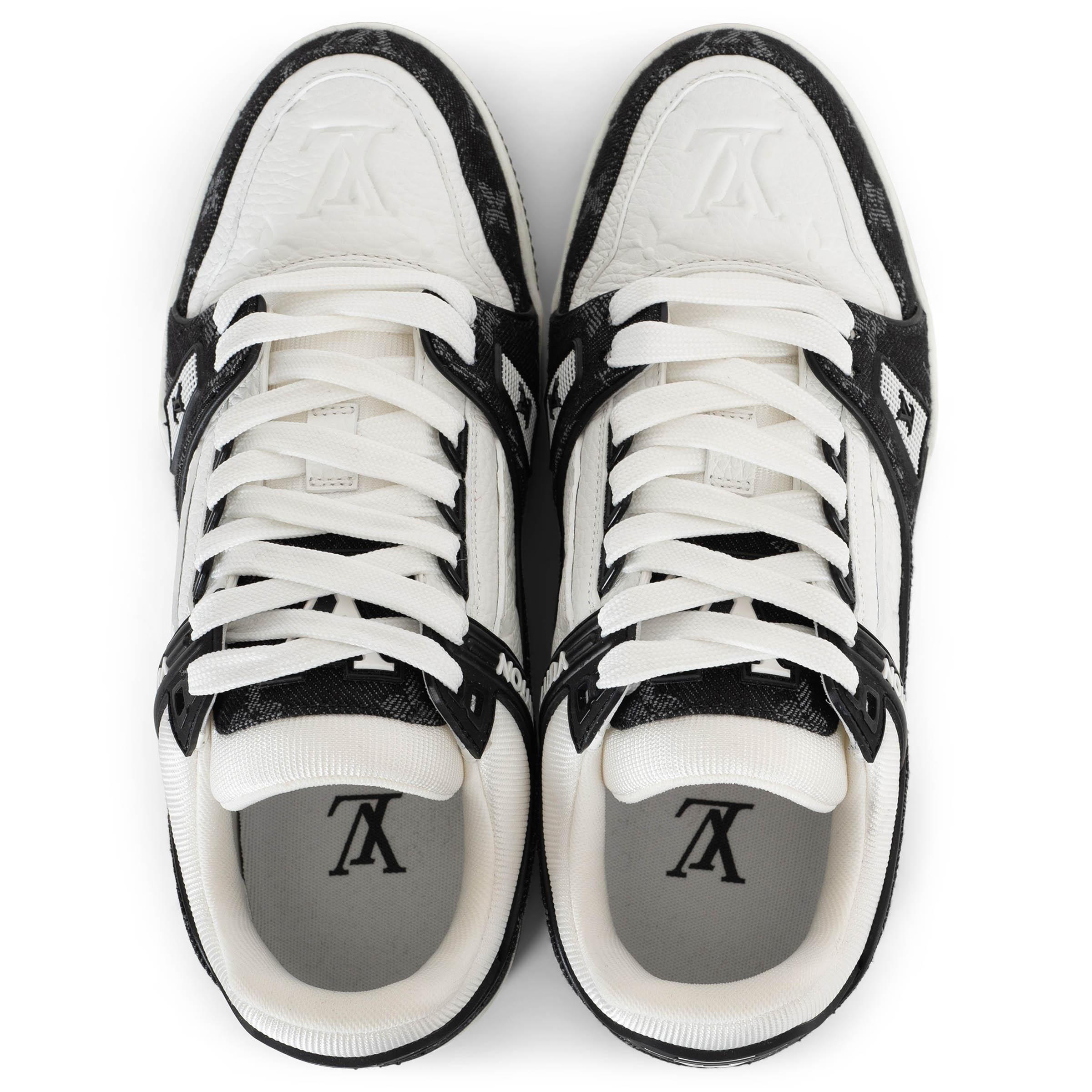 Donna LOUIS VUITTON bianco Monogram Pelle e Denim Sneakers TRAINER Scarpe 38 in vendita