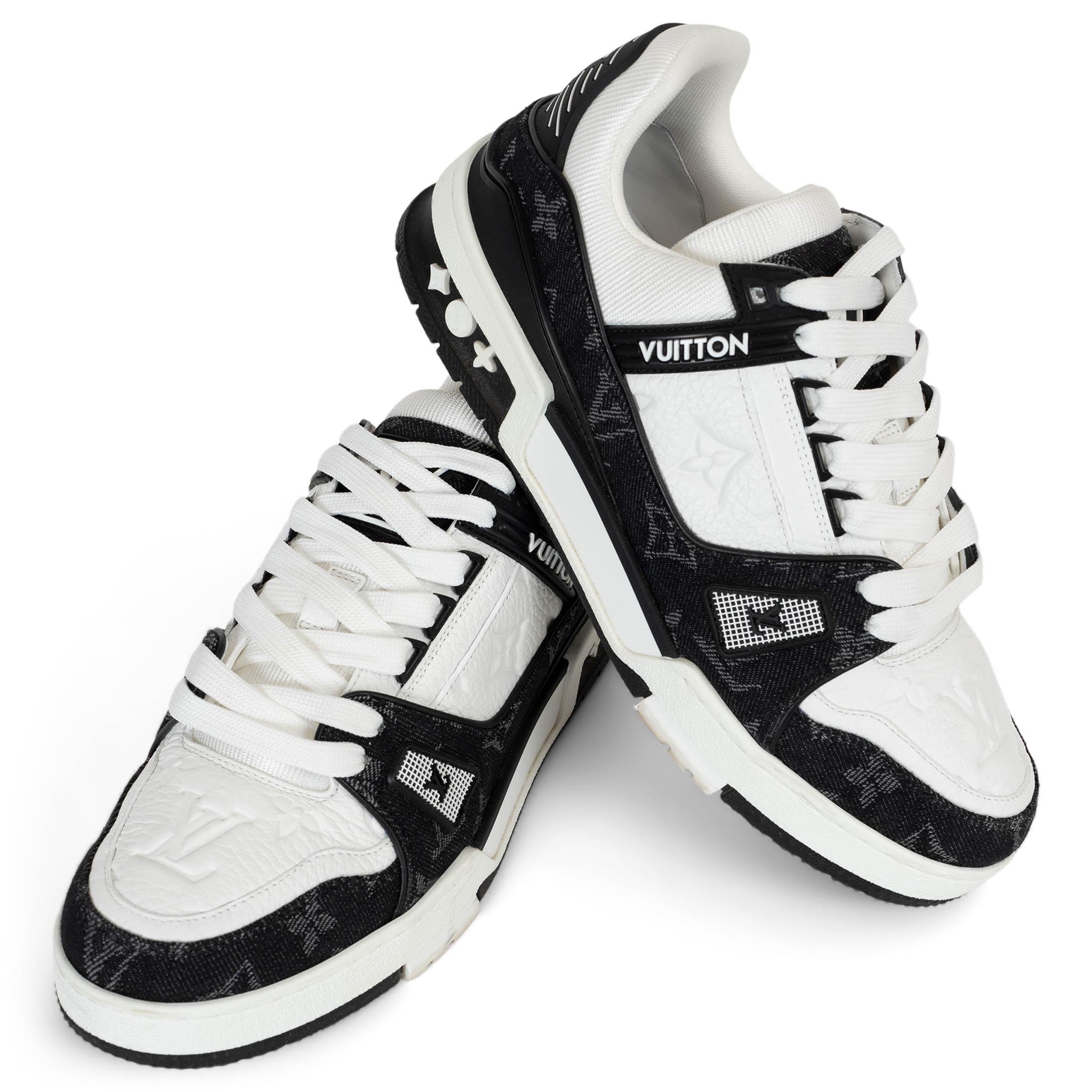 LOUIS VUITTON bianco Monogram Pelle e Denim Sneakers TRAINER Scarpe 38 in vendita 1