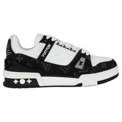 LOUIS VUITTON Weiße Monogramm Leder & Denim TRAINER Turnschuhe mit Monogramm aus Leder 38