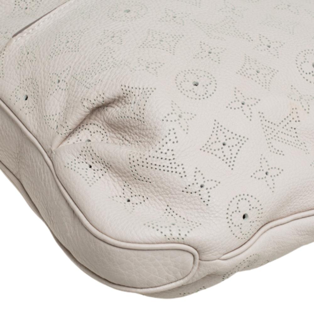 Gray Louis Vuitton White Monogram Mahina Leather Selene PM Bag