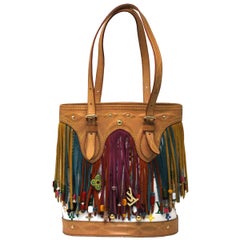 Vintage Louis Vuitton White Multicolor Fringe Bucket Bag – Madison