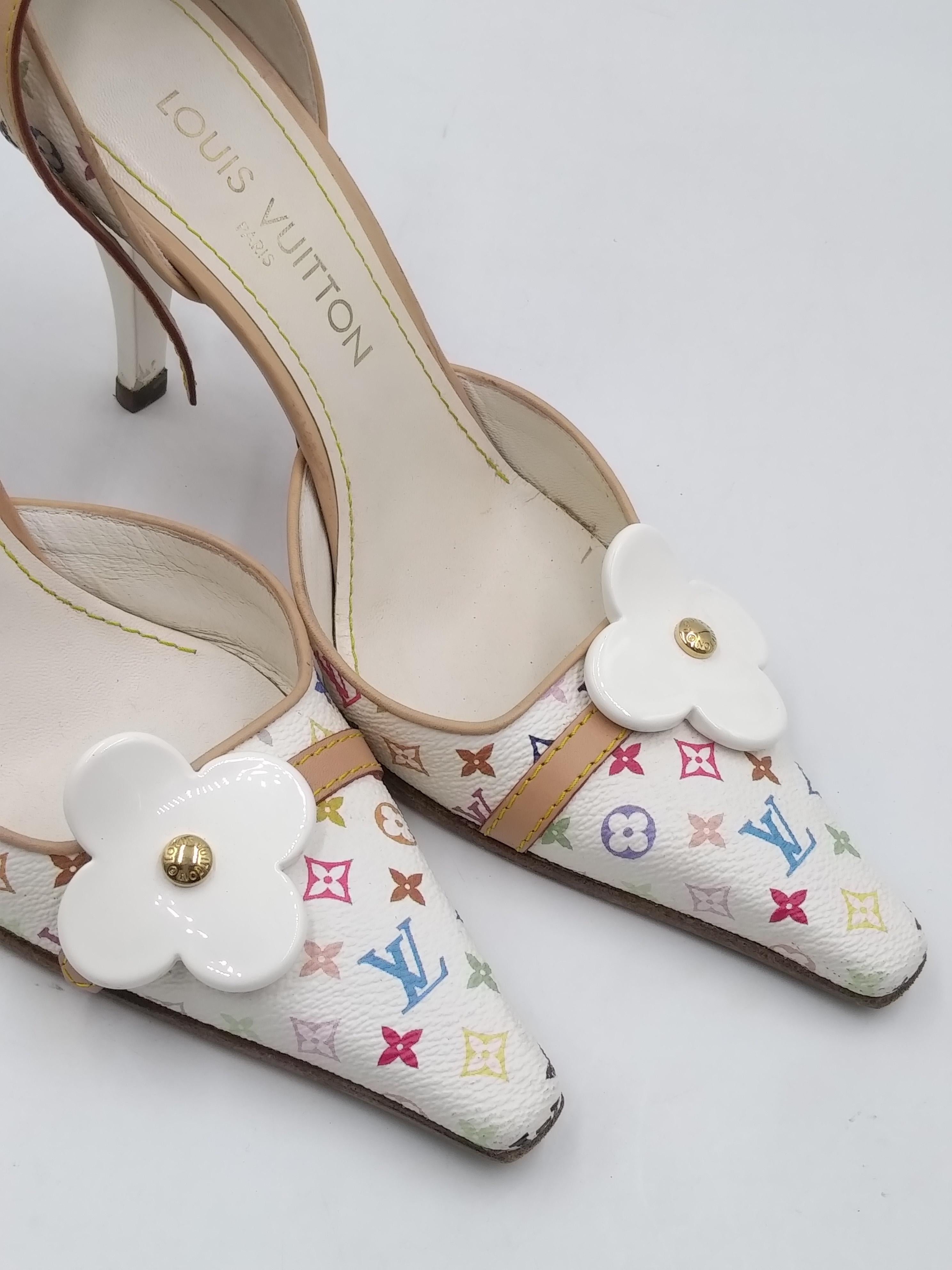 Louis Vuitton White Monogram Multicolor Ankle Strap Heels, size 37.5/6.5 at  1stDibs | louis vuitton multicolor heels, louis vuitton colorful heels, louis  vuitton white heels