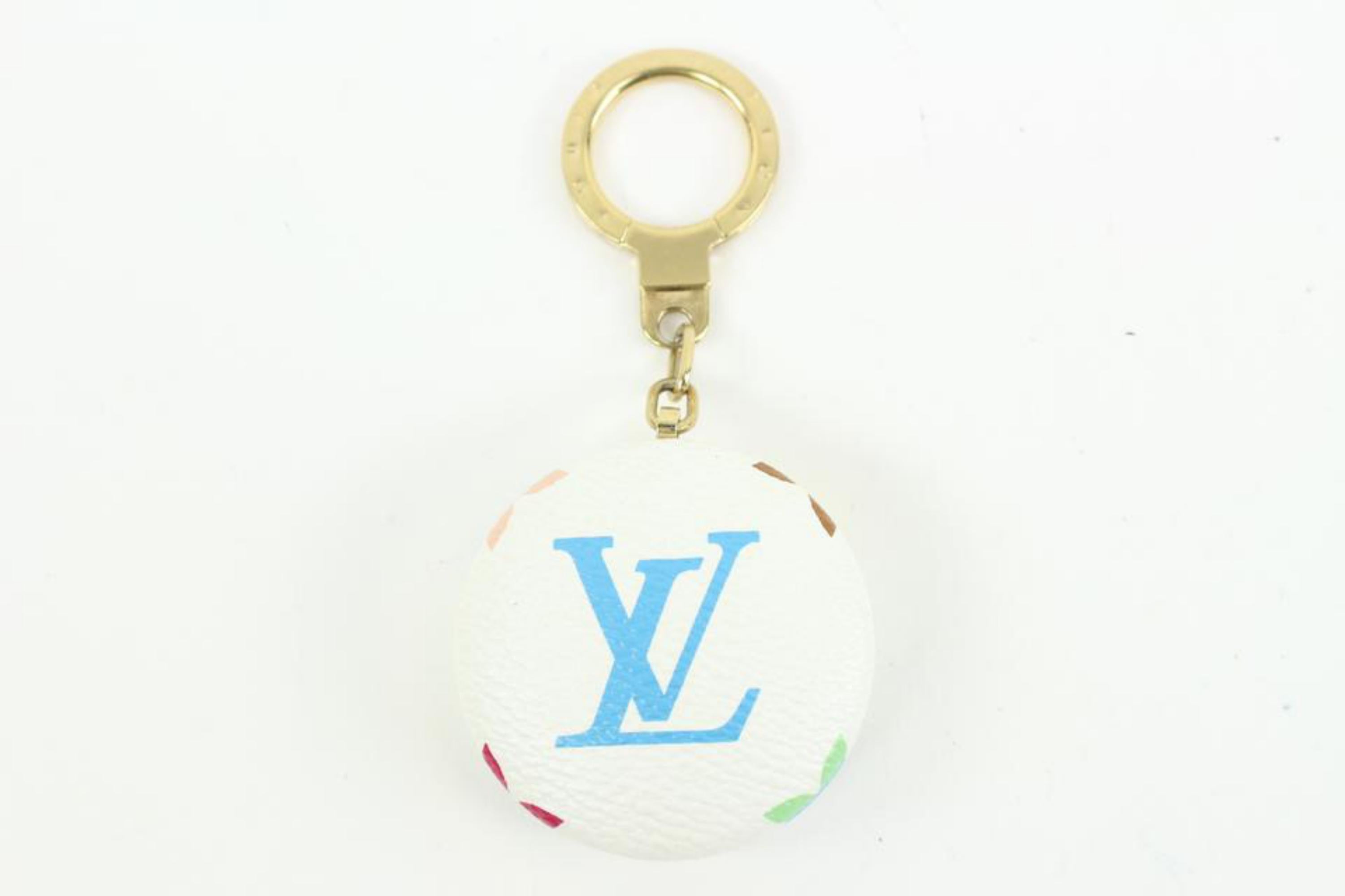Louis Vuitton White Monogram Multicolor Astropill Round Charm LED Key Fob 96lz41 For Sale 7