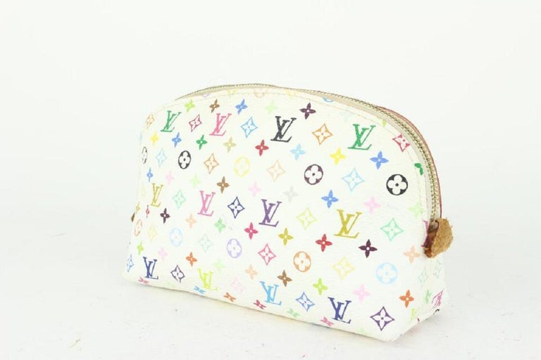 Louis Vuitton White Monogram Multicolor Blanc Cosmetic Pouch Demi Ronde  237lv810 at 1stDibs