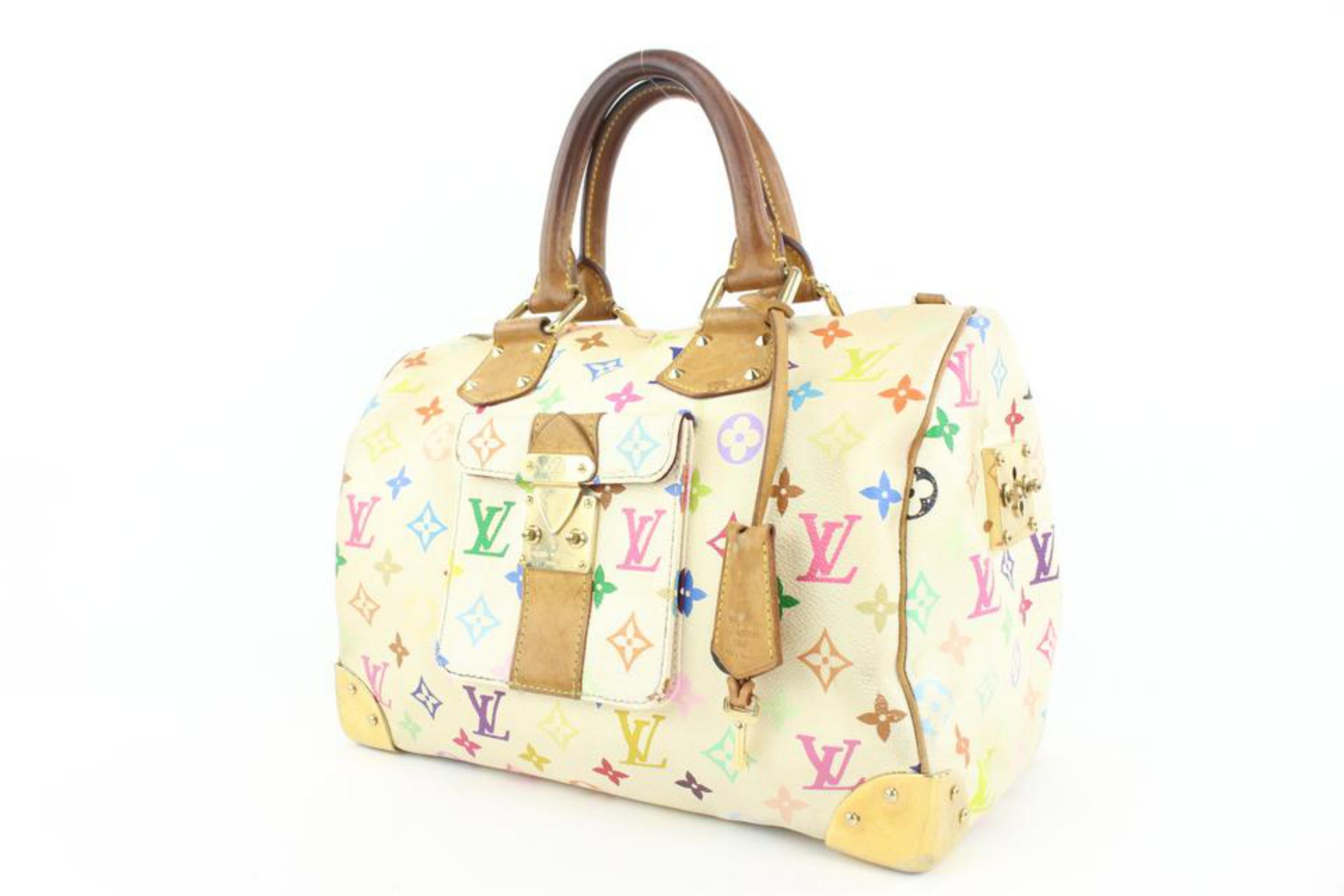 Louis Vuitton White Monogram Multicolor Blanc Speedy 30 Bag 1L14 8
