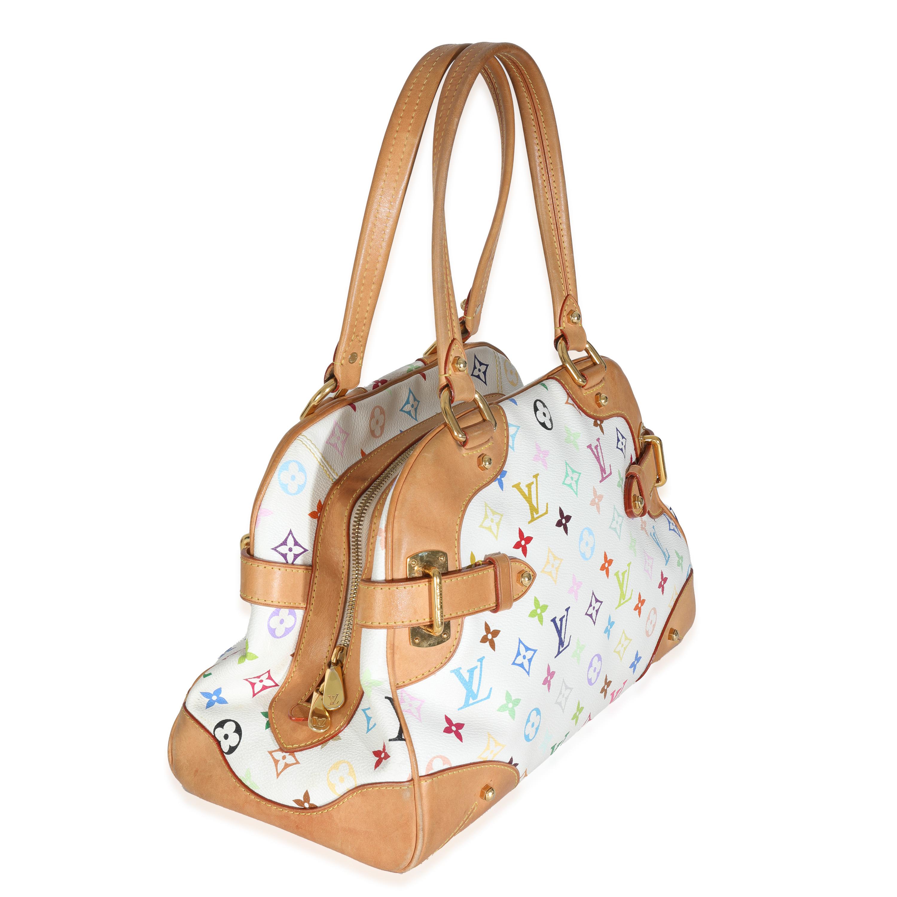 Louis Vuitton White Monogram Multicolor Canvas Claudia In Good Condition For Sale In New York, NY