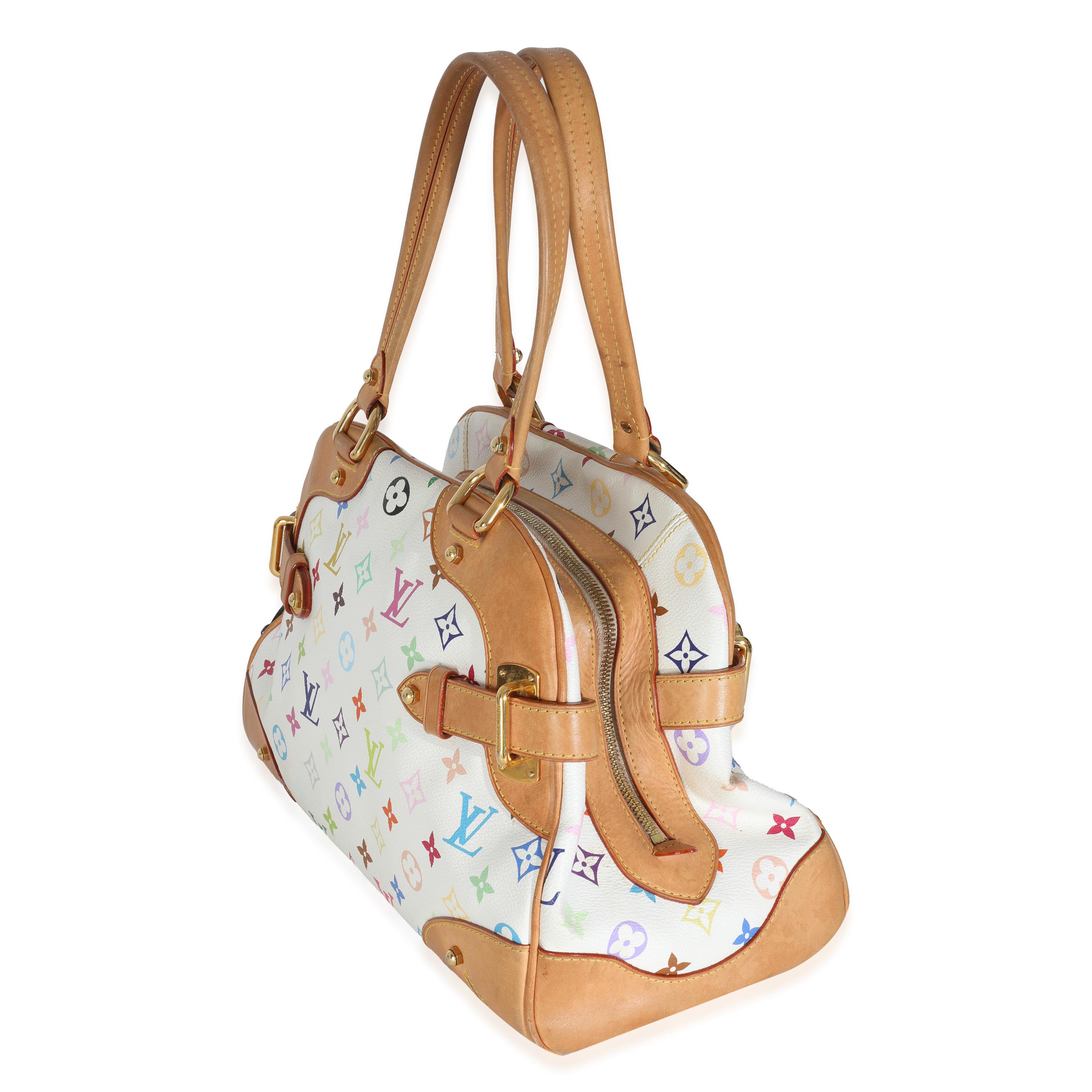 Women's Louis Vuitton White Monogram Multicolor Canvas Claudia For Sale
