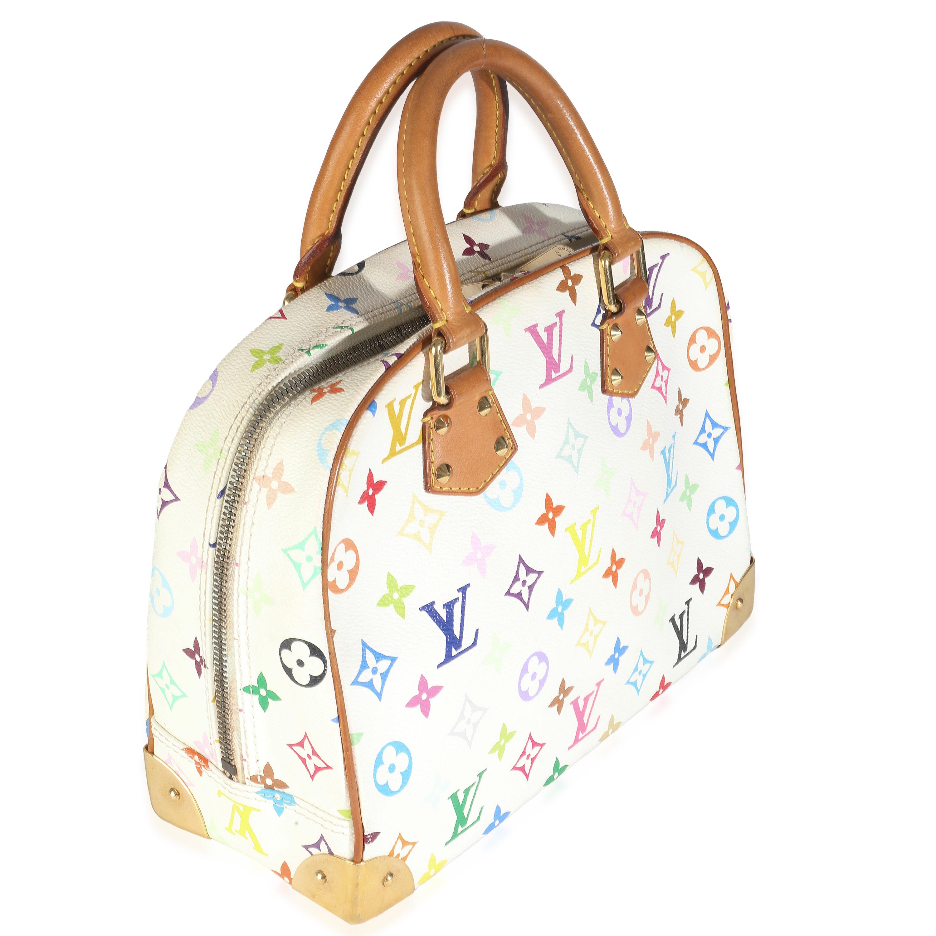 Blanc Louis Vuitton White Monogram Multicolor Canvas Trouville en vente