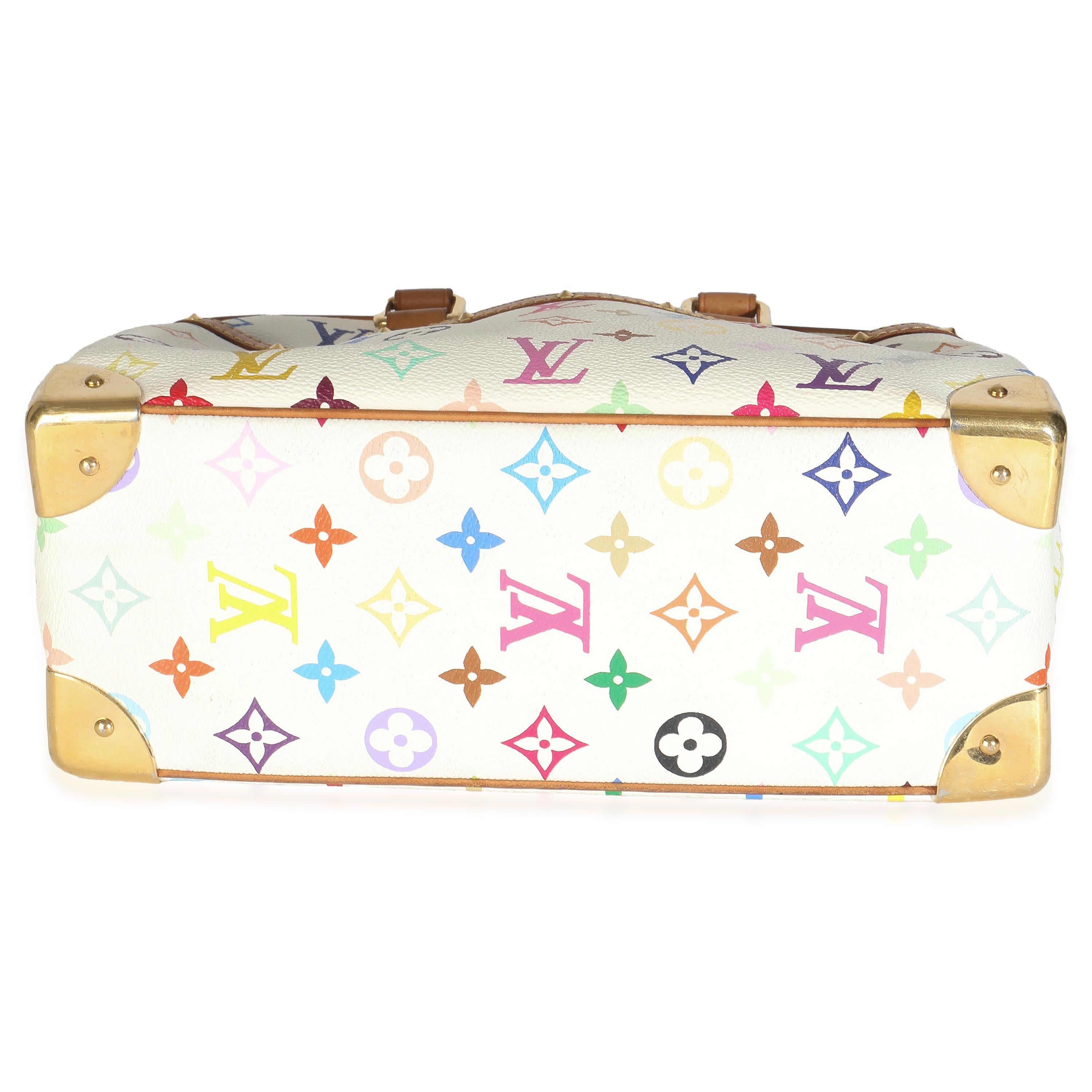 Louis Vuitton White Monogram Multicolor Canvas Trouville en vente 2