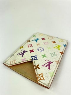 Louis Vuitton White Monogram Multicolor Card Holder or Mirror Case 27LVL1125