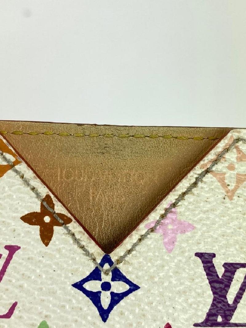 Louis Vuitton White Monogram Multicolor Card Holder or Mirror Case 27LVL1125 In Good Condition In Dix hills, NY