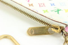 Louis Vuitton White Monogram Multicolor Key Pouch Pochette Cles 14lk426s