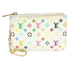 Louis Vuitton White Monogram Multicolor Key Pouch Pochette Cles 14lk426s