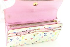 Louis Vuitton White Monogram Multicolor Sarah Flap Wallet Pink 6LV512S