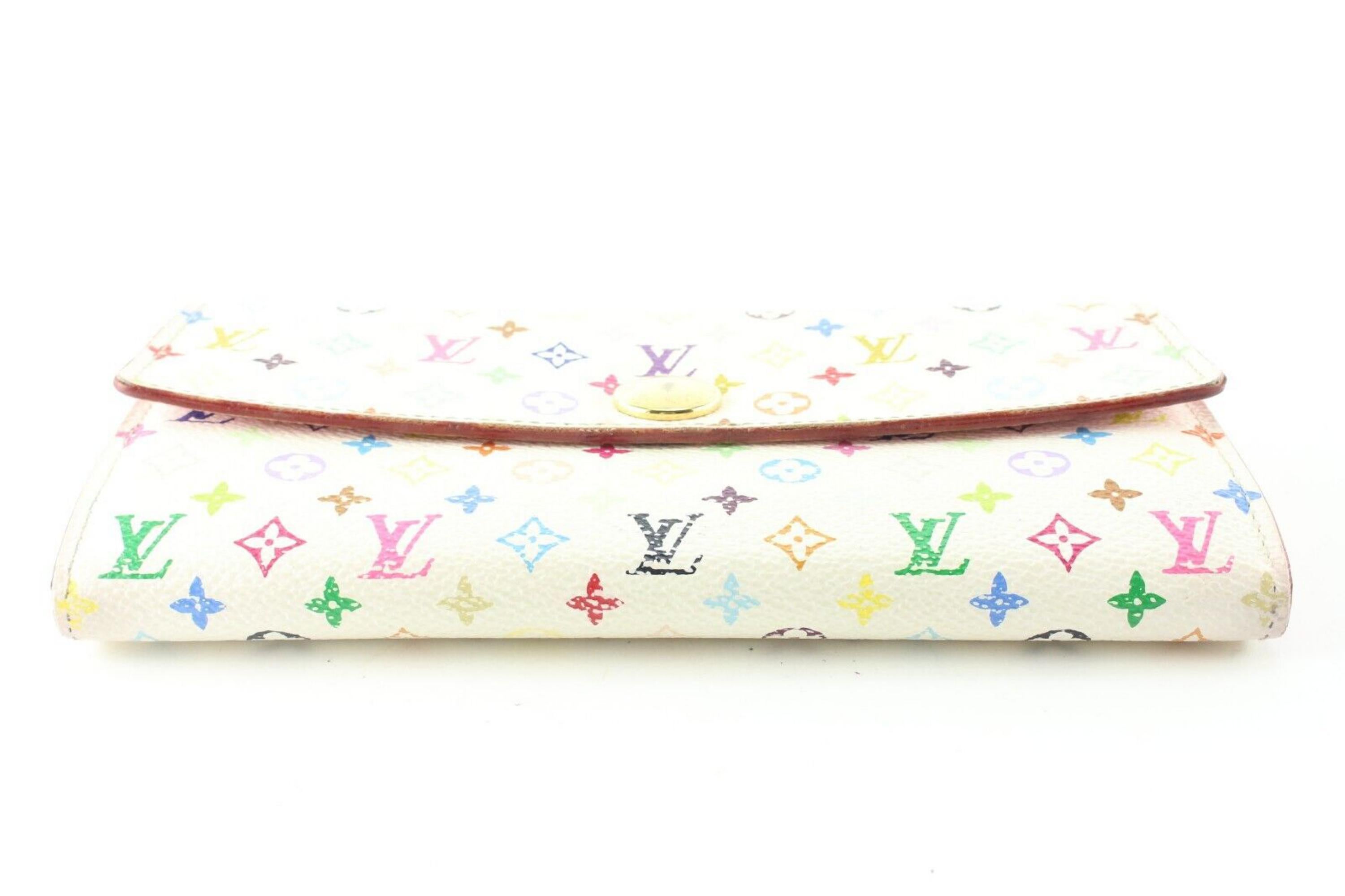 Louis Vuitton White Monogram Multicolor Sarah Flap Wallet Pink 6LV512S For Sale 1