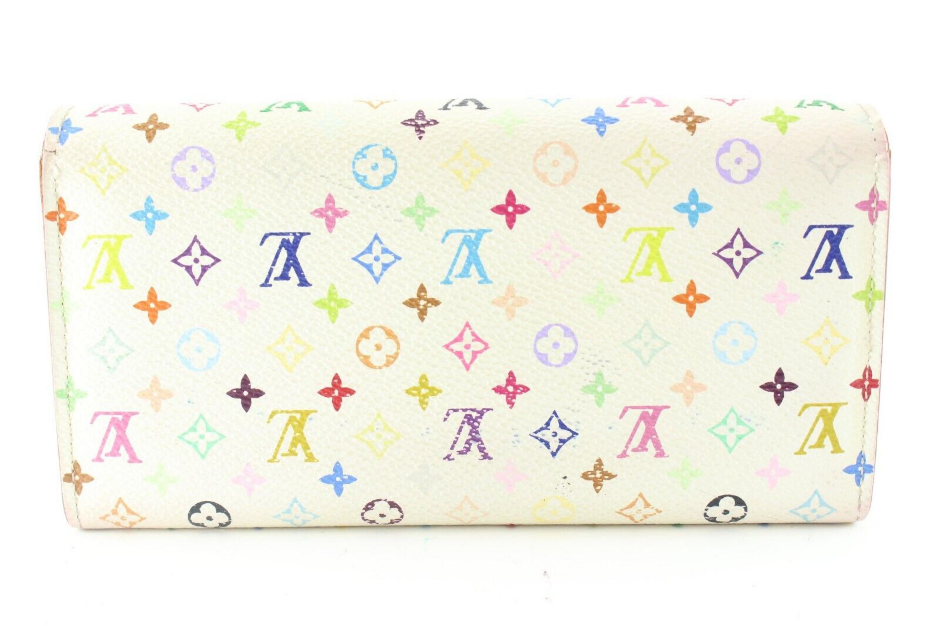Louis Vuitton White Monogram Multicolor Sarah Flap Wallet Pink 6LV512S For Sale 4