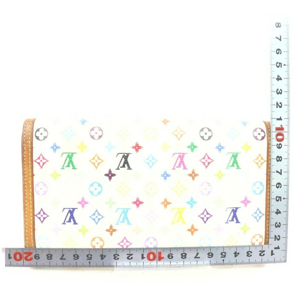 Louis Vuitton White Monogram Multicolor Sarah Wallet Portefeuille Tresor 861714 In Good Condition In Dix hills, NY