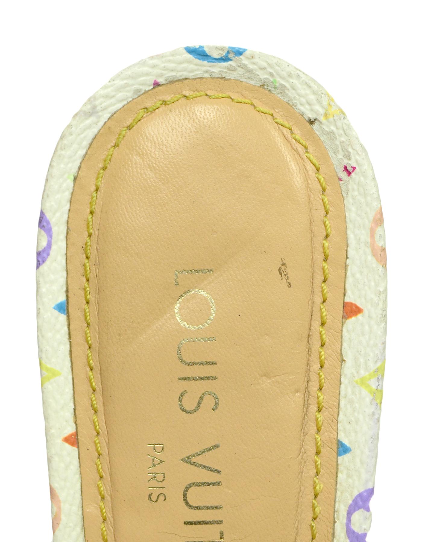 Louis Vuitton White Monogram Multicolor Slides sz 41 In Excellent Condition In New York, NY