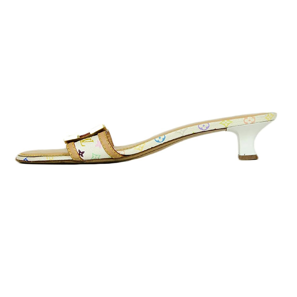 Louis Vuitton Sambas Line Flat Sandals EU 40 Monogram Rubber/Leather White  Coral
