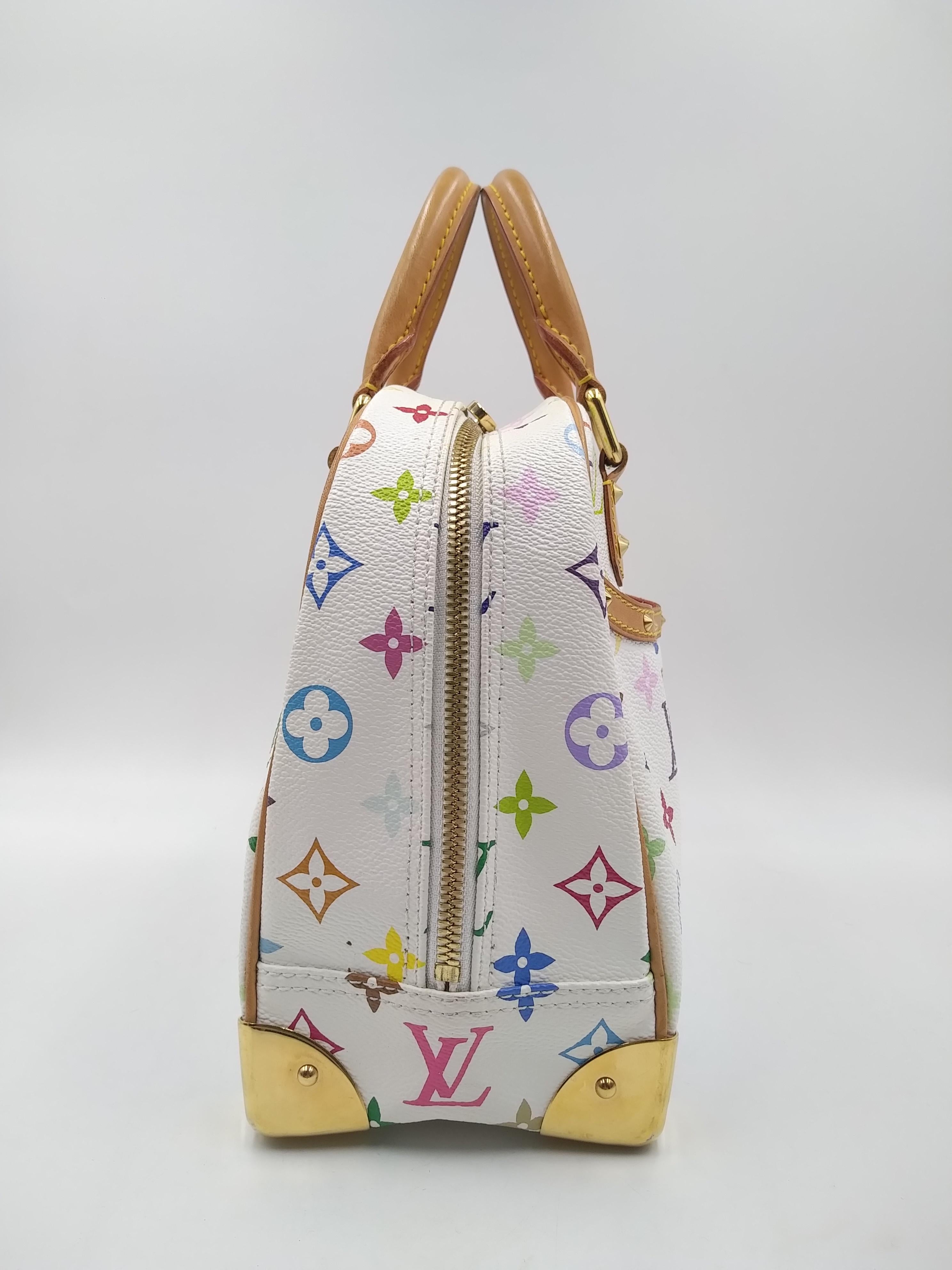 Blanc Louis Vuitton - Sac Trouville multicolore à monogrammes blancs