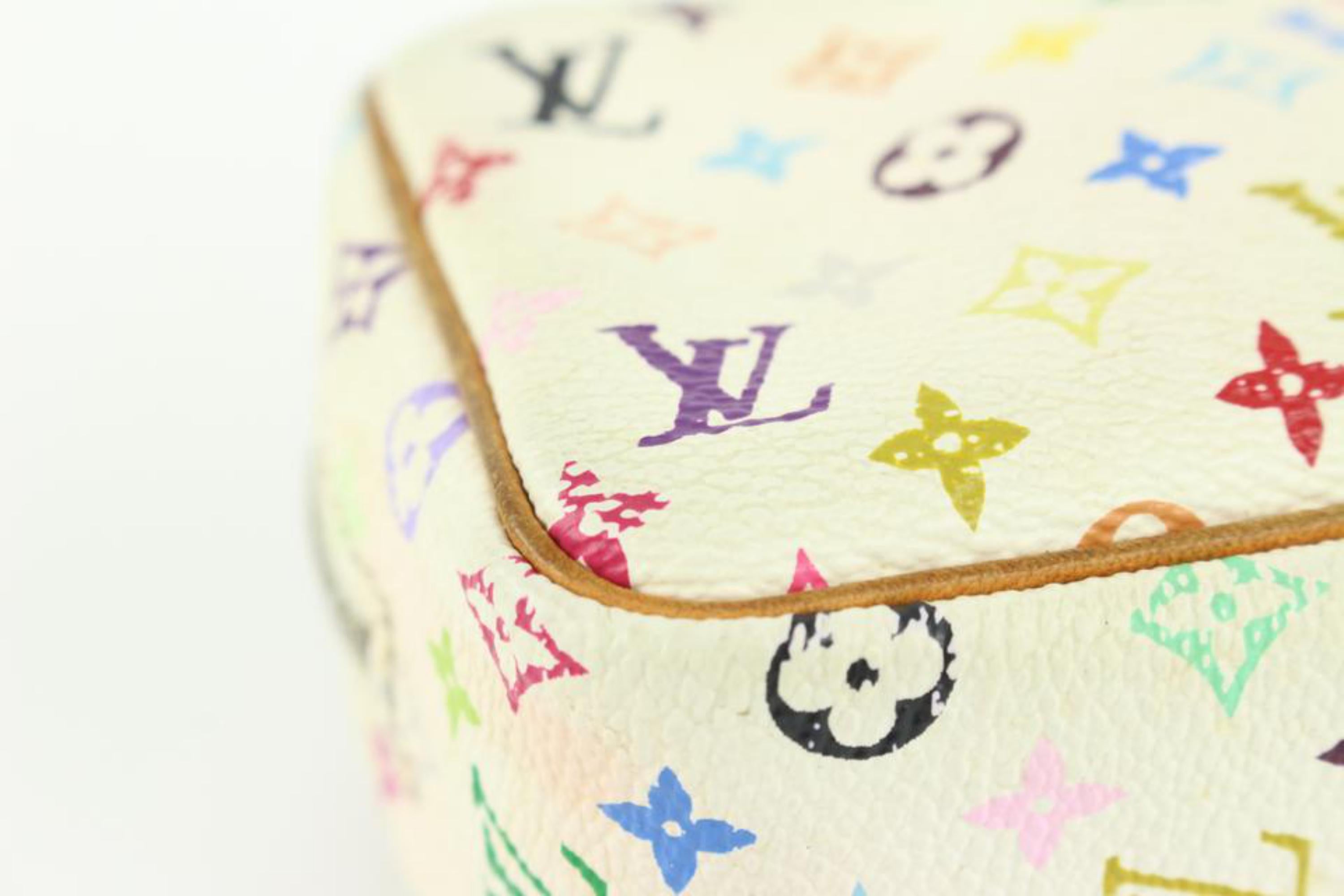 Louis Vuitton White Monogram Multicolor Wapity Trousse Cosmetic Pouch 1029lv35 In Fair Condition In Dix hills, NY