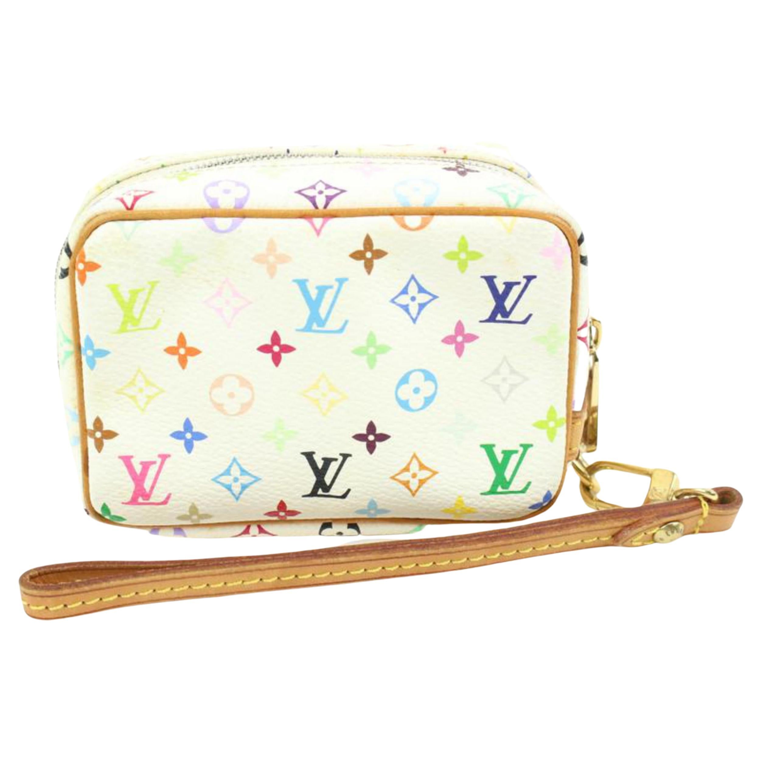 Louis Vuitton White Monogram Multicolor Wapity Wristlet Trousse Toiletry 48lz421