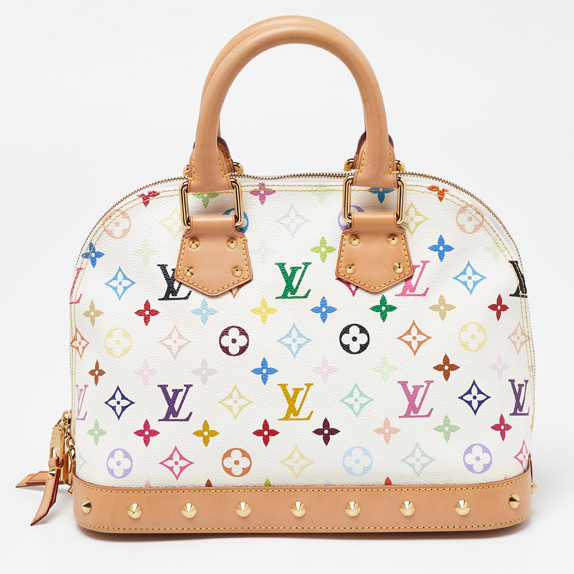 Women's Louis Vuitton White Monogram Multicolore Canvas Alma PM Bag
