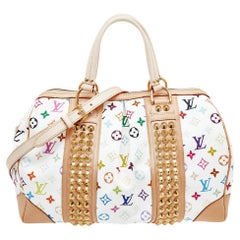 Louis Vuitton Weiße mehrfarbige Courtney GM Tasche aus Segeltuch mit Monogramm