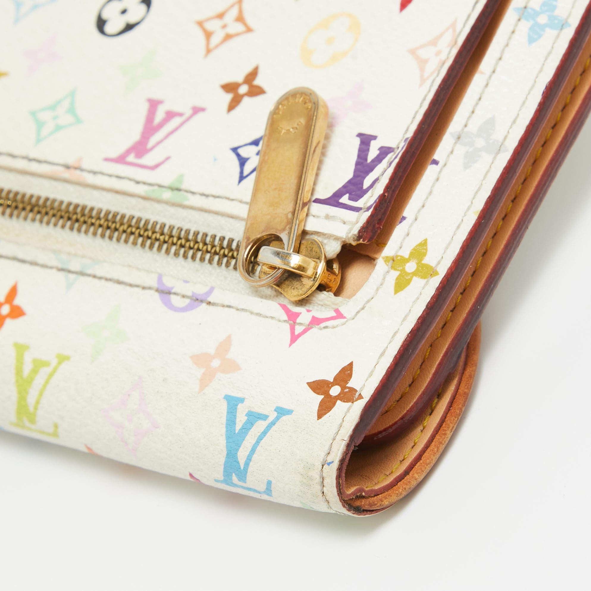 Eugenie-Brieftasche von Louis Vuitton, weißes Monogramm, mehrfarbiges Segeltuch, Eugenie im Zustand „Relativ gut“ im Angebot in Dubai, Al Qouz 2