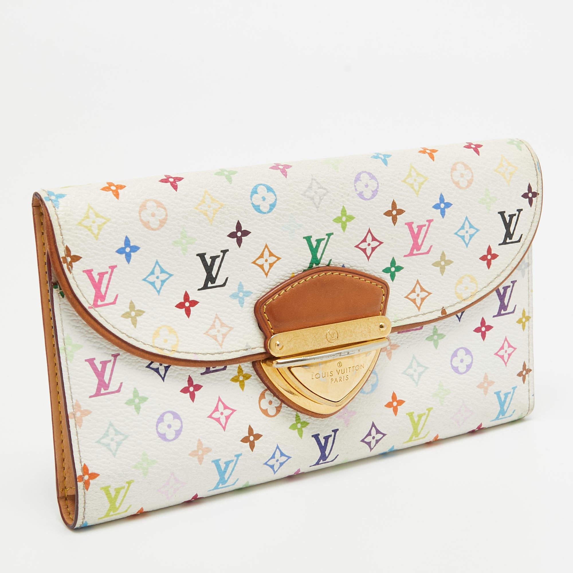 Women's Louis Vuitton White Monogram Multicolore Canvas Eugenie Wallet For Sale