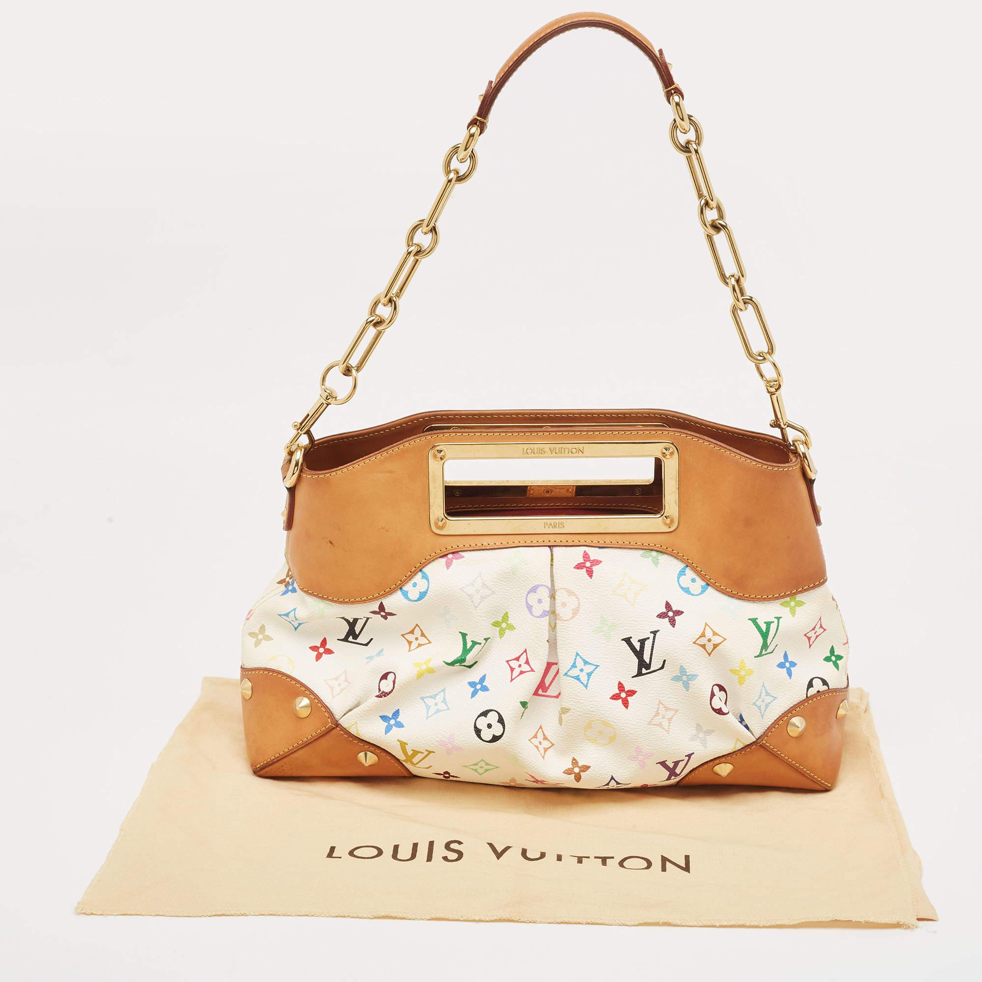 Louis Vuitton White Monogram Multicolore Canvas Judy MM Bag For Sale 4