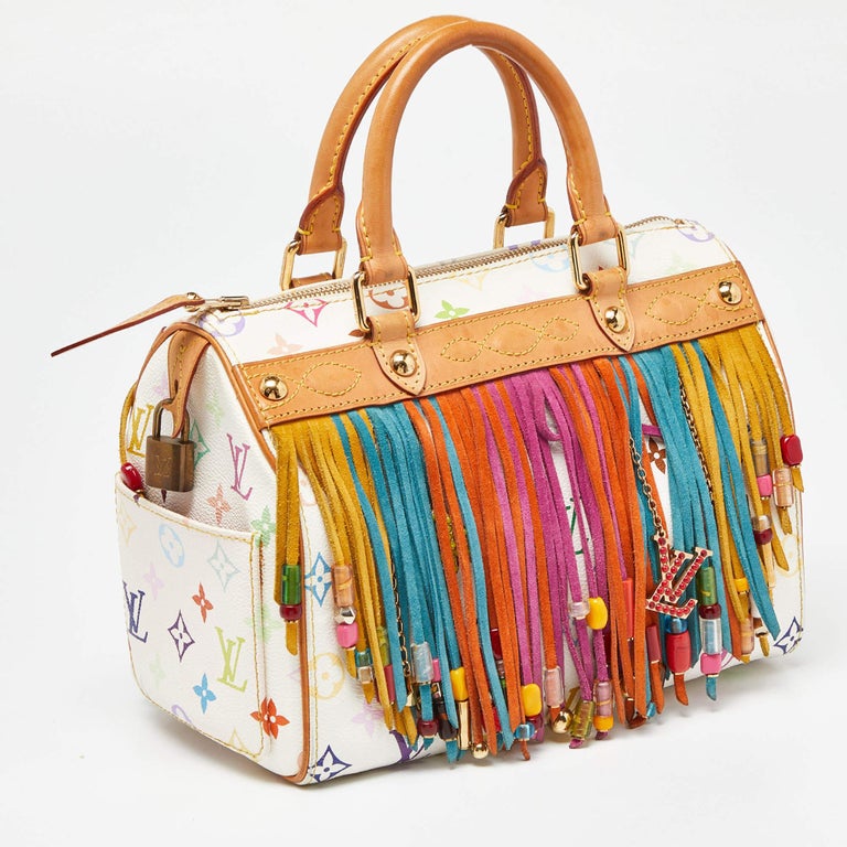 Louis Vuitton White Monogram Multicolore Canvas Limited Edition Fringe  Speedy 25