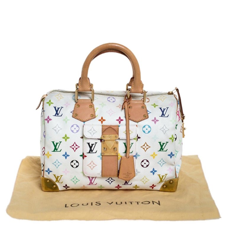 Louis Vuitton White Monogram Multicolore Canvas Speedy 30 Bag For Sale at 1stdibs