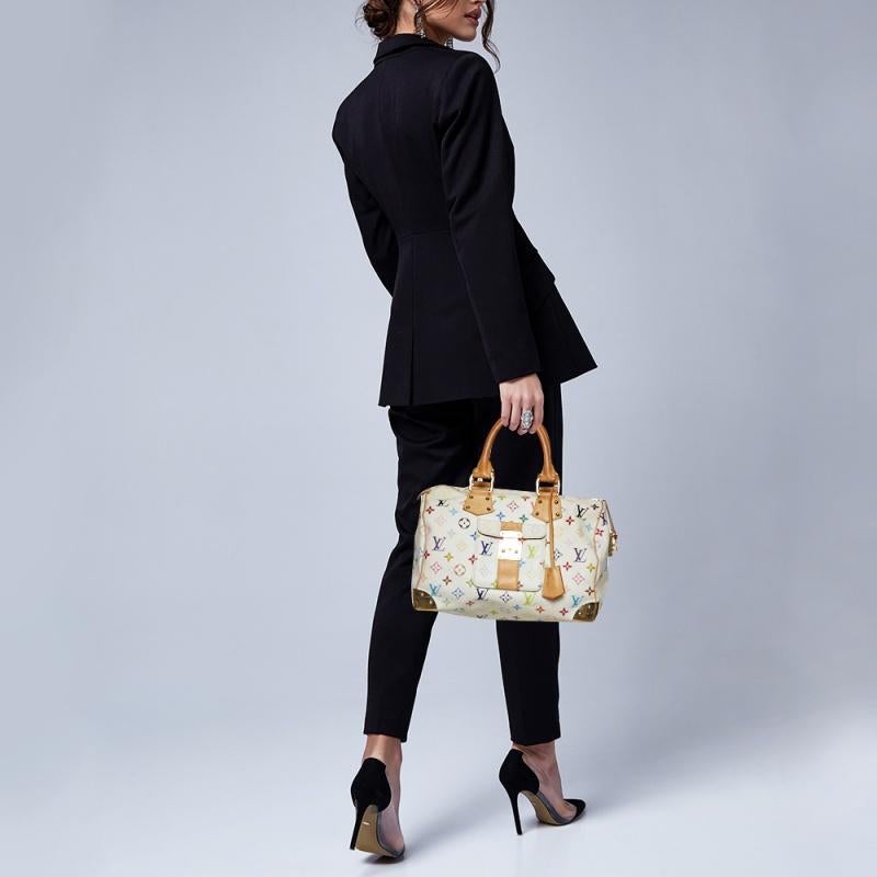 Titled as one of the greatest handbags in the history of luxury fashion, the Speedy from Louis Vuitton was first created for everyday use as a smaller version of their famous Keepall bag. This Speedy comes crafted from Monogram Multicolore canvas