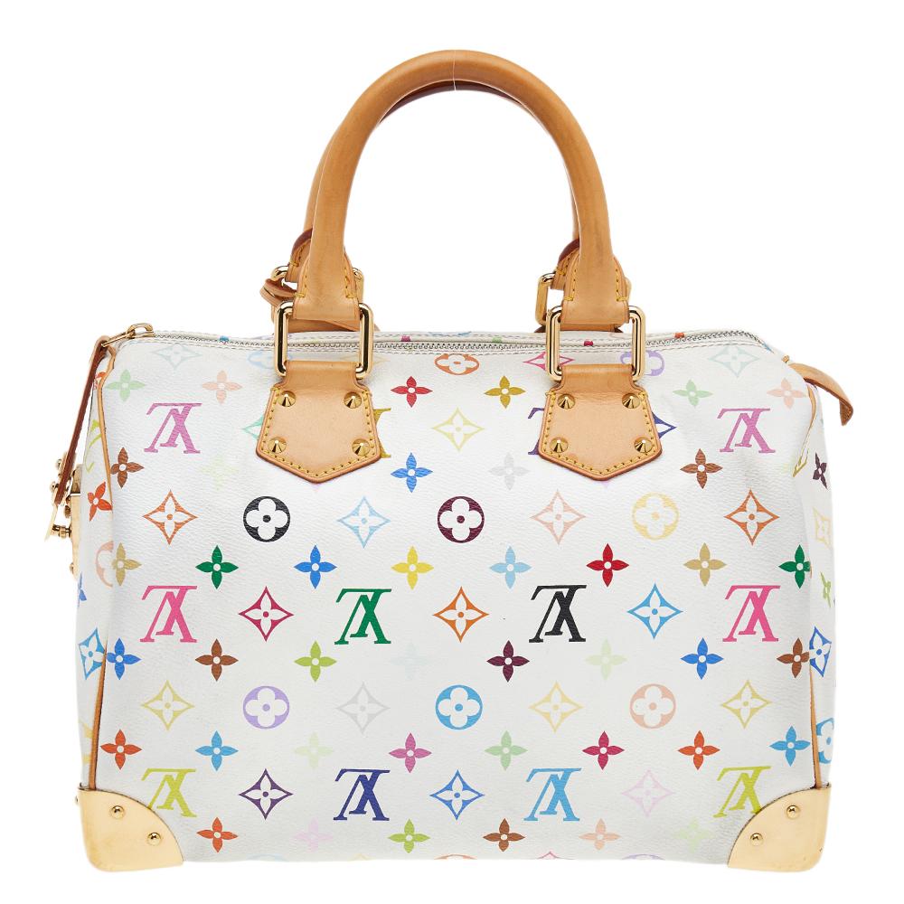 Titled as one of the greatest handbags in the history of luxury fashion, the Speedy from Louis Vuitton was first created for everyday use as a smaller version of their famous Keepall bag. This Speedy comes crafted from the brand's signature white