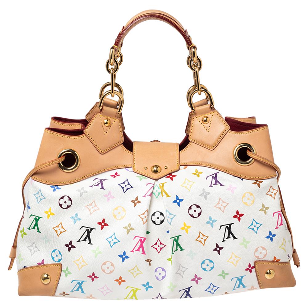 Anyone would want to own a Louis Vuitton handbag as gorgeous as this one. Crafted from multicolored monogram coated canvas and leather, this bag features dual handles and a front flap with push-lock closure. While the string detail on the sides