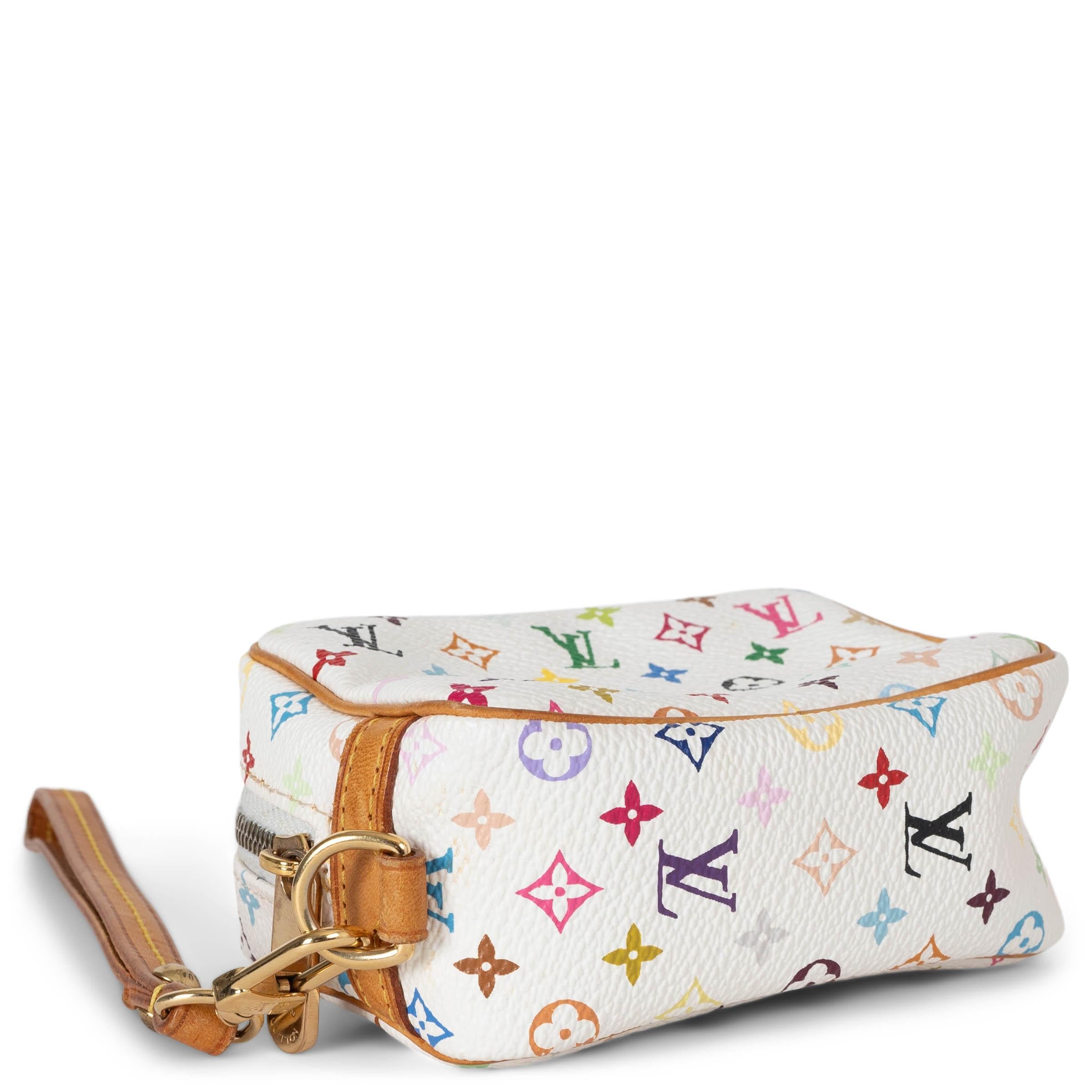 LOUIS VUITTON white Monogram Multicolore canvas WAPITY CASE Clutch Bag In Excellent Condition In Zürich, CH