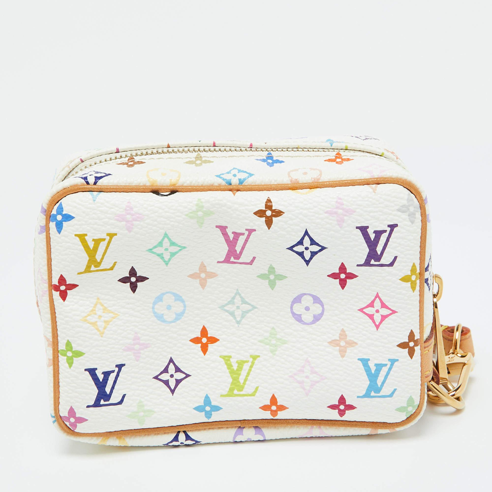 Women's Louis Vuitton White Monogram Multicolore Canvas Wapity Pouch