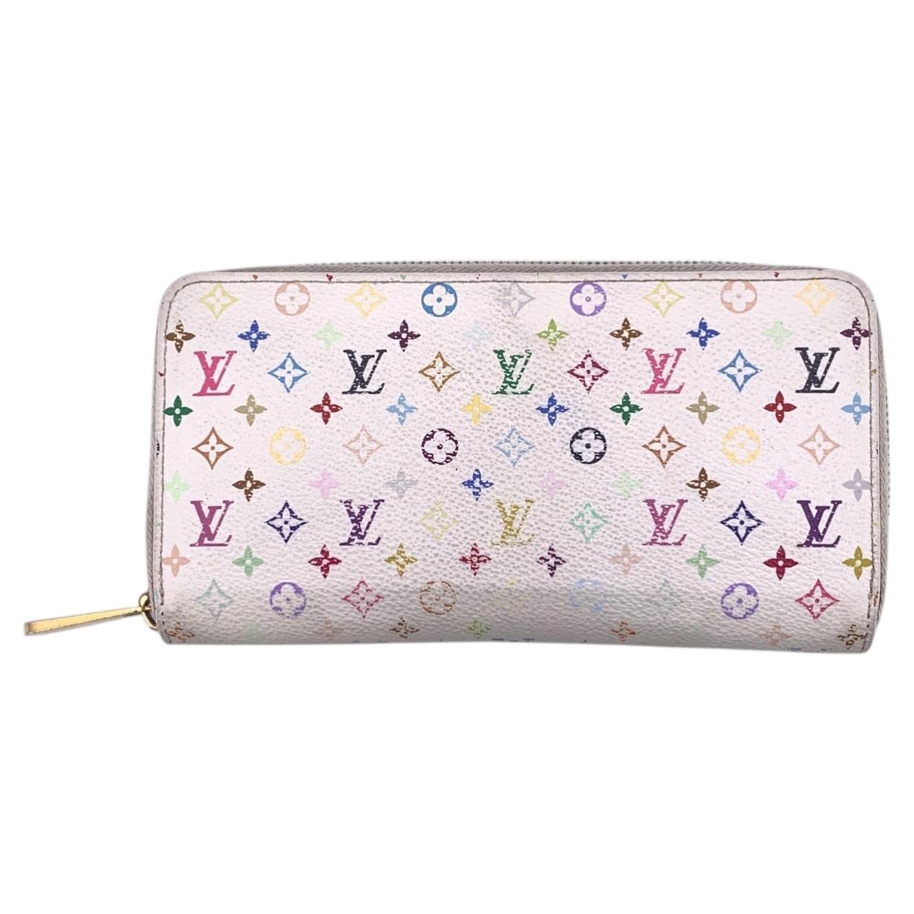 Louis Vuitton White Monogram Murakami Multicolore Zippy Wallet