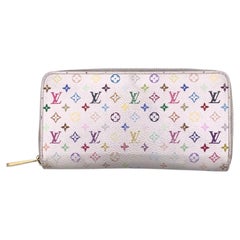 Louis Vuitton White Monogram Murakami Multicolore Zippy Wallet