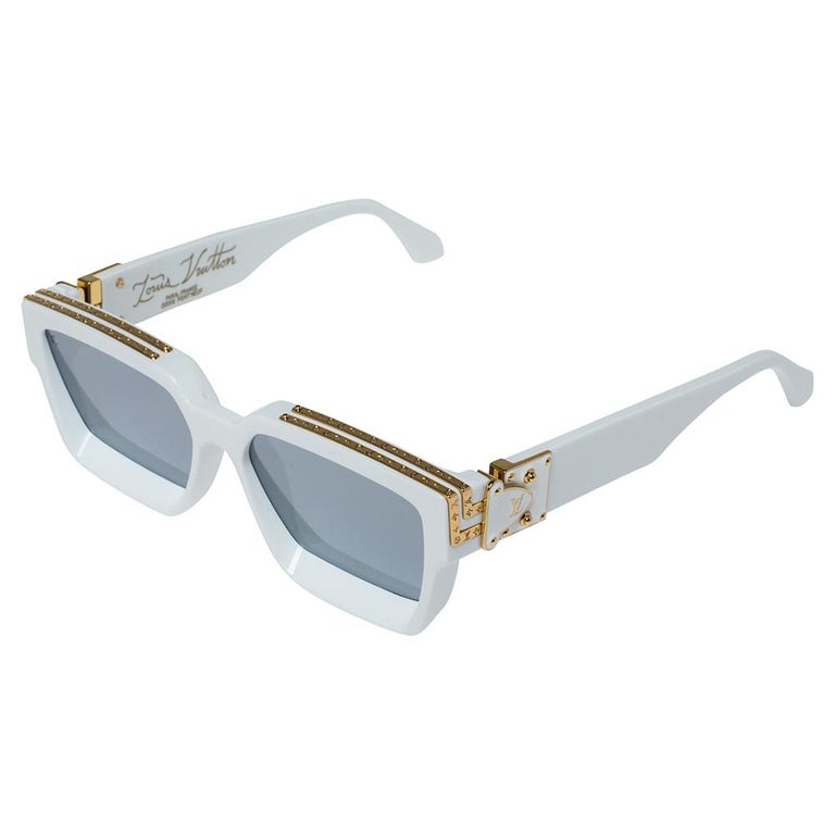 Louis Vuitton White Monogram Patterned / Silver Mirrored 1.1 Sunglasses at  1stDibs