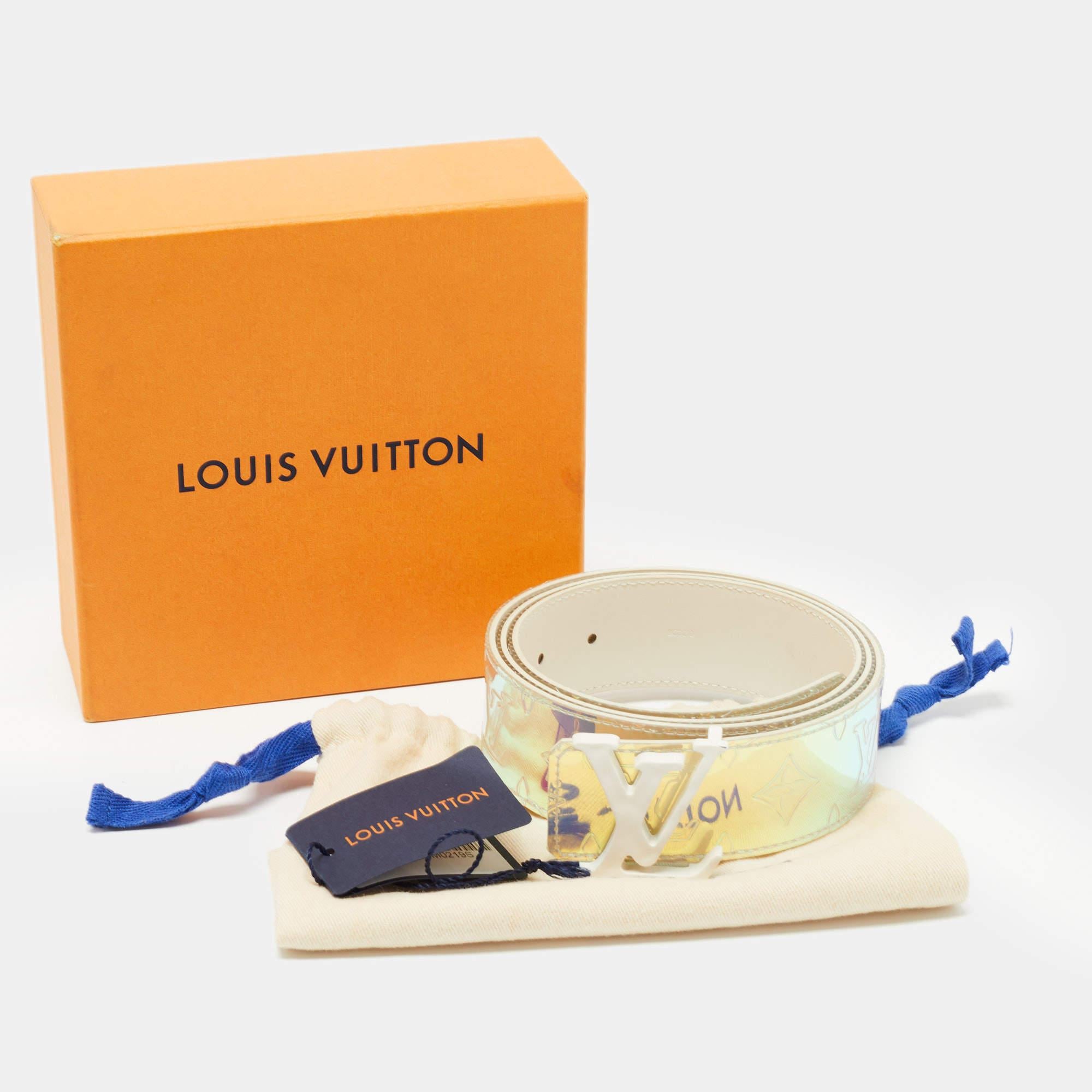 Louis Vuitton White Monogram Prism LV Initiales Buckle Belt 100CM 1
