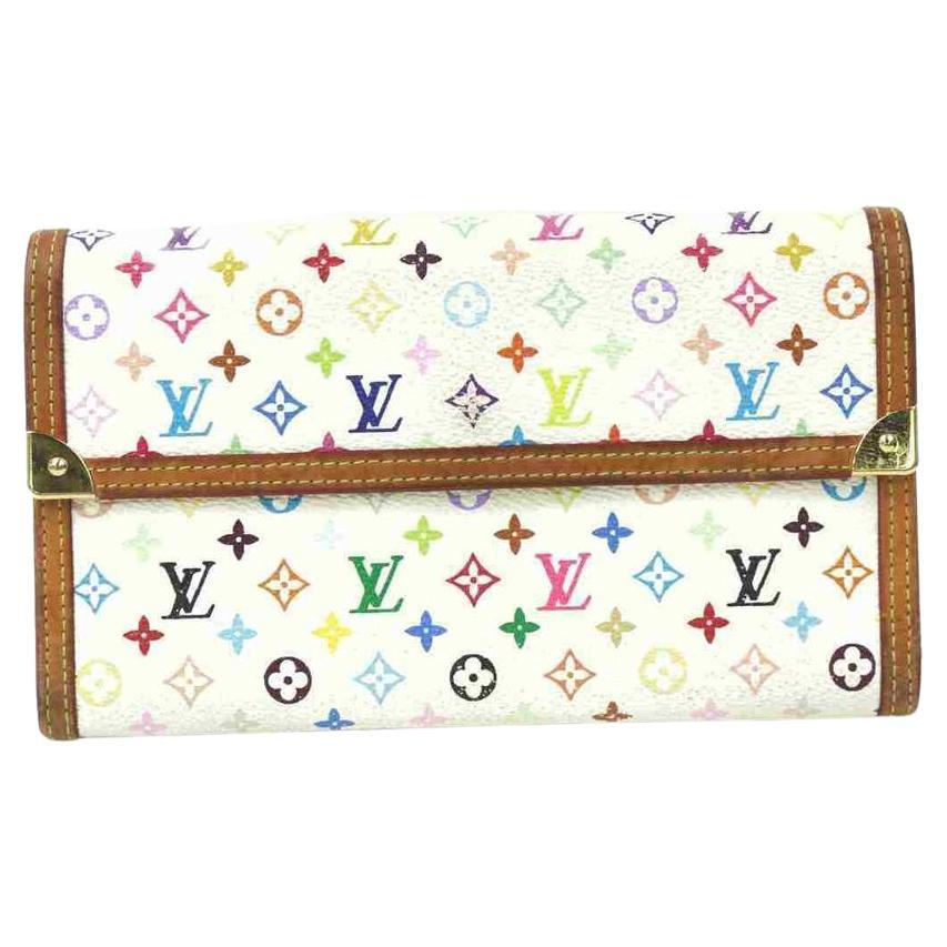 Louis Vuitton Weiß Mulitcolor Sarah Brieftasche Portefeuille Tresor 867452 mit Klappe