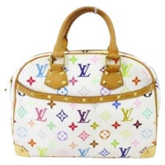 Louis Vuitton White Multicolor Canvas Leather Trouville Handbag