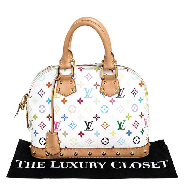 Louis Vuitton White Multicolor Monogram Alma PM Bag For Sale at 1stdibs
