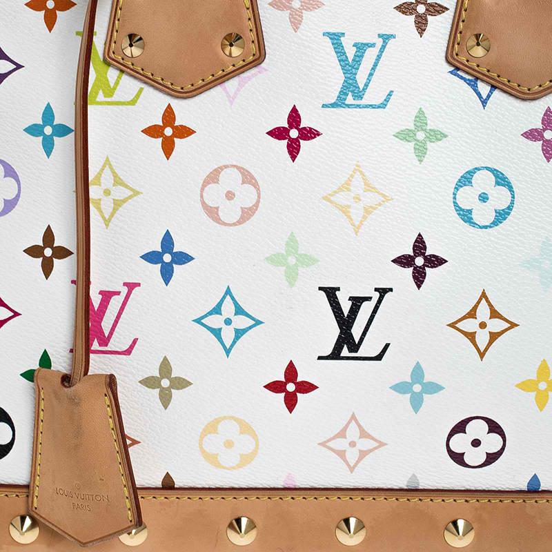 Women's Louis Vuitton White Multicolor Monogram Alma PM Bag